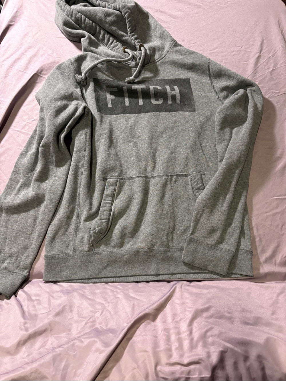 Abercrombie & Fitch Gray Pullover Hoodie with 'FITCH' Chest Logo